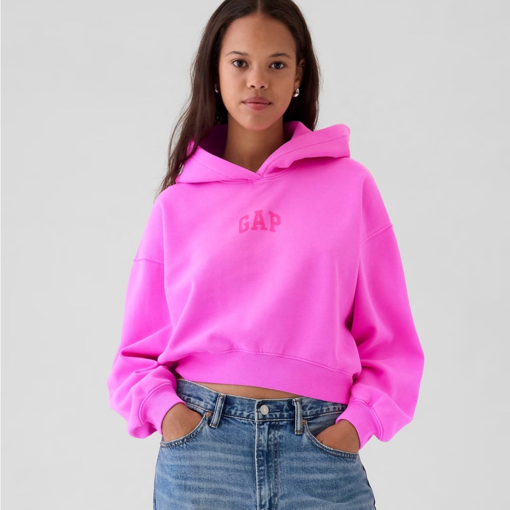 GAP Vibrant Pink Cropped Hoodie